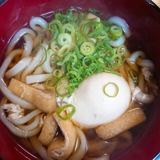 落とし玉子と油あげのうどん